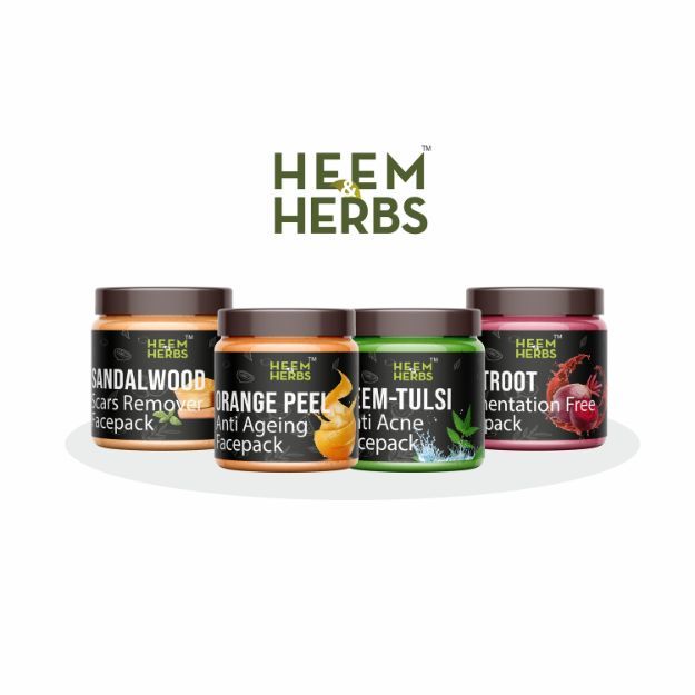 Heem & Herbs Sandalwood Orangepeel Neem-Tulsi Beetroot Facepack Pack Of 4