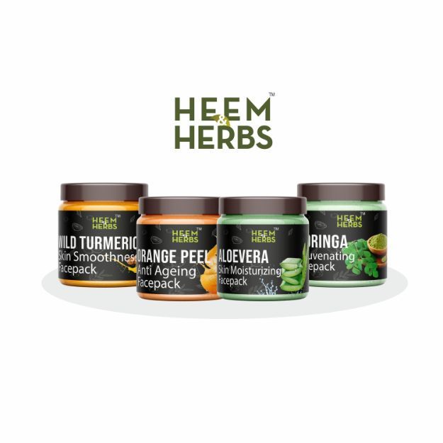 Heem & Herbs Wild Turmeric Orangepeel Aloevera Moringa Facepack Pack Of 4