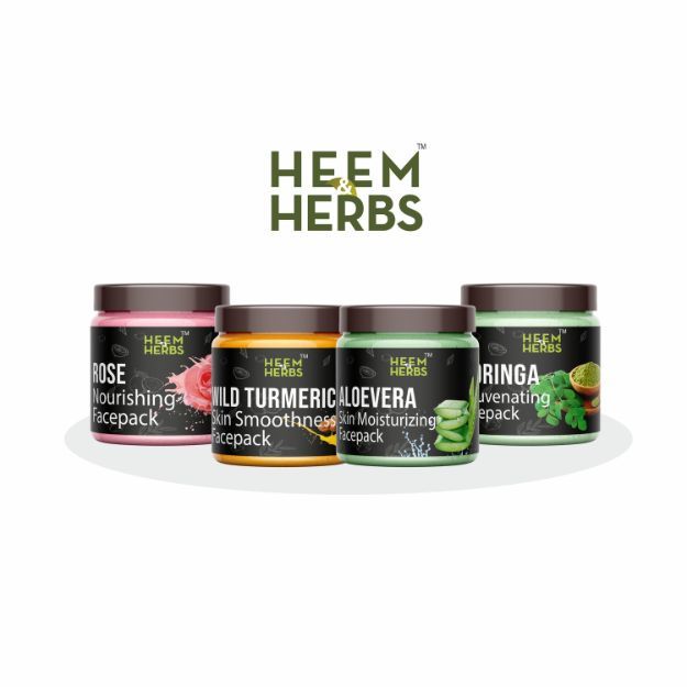 Heem & Herbs Rose Wild Turmeric Aloevera Moringa Facepack Pack Of 4