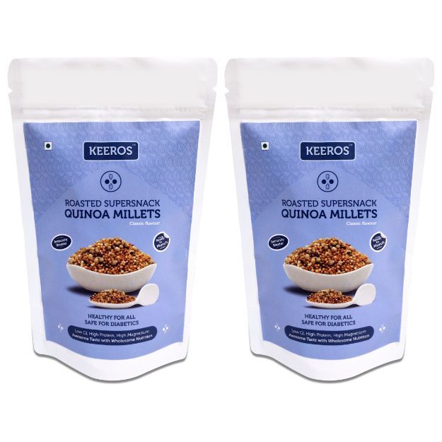 Keeros Tangy & Crunchy Quinoa Millets Namkeen Healthy & Diabetic Friendly Roasted SuperSnack (Pack of 2) 100gm