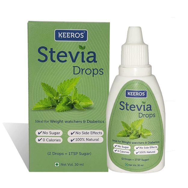 Keeros Stevia Drops Liquid Sweetener- 100% Natural Extract of Stevia Leaves 30ml