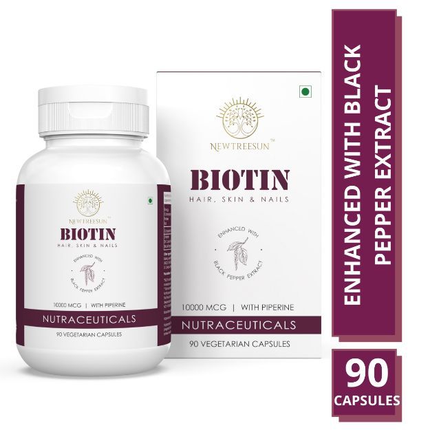 Newtreesun Biotin capsules for Healthy Hair Growth Nail Skin nutrients vitamins diabetes  (90)