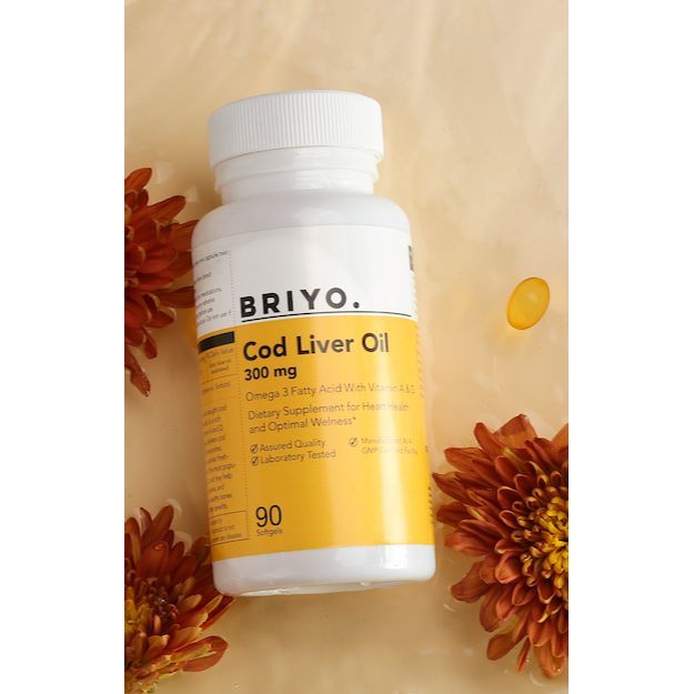 Briyo Cod Liver Oil Omega Fatty Acids with Vitamin A & D (300 mg size mini capsule) (90)_0