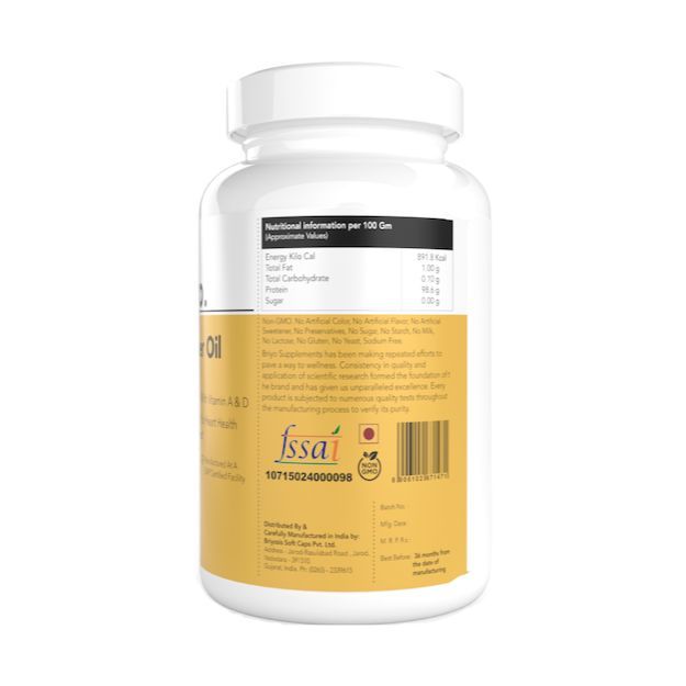 Briyo Cod Liver Oil Omega Fatty Acids with Vitamin A & D (300 mg size mini capsule) (90)_2