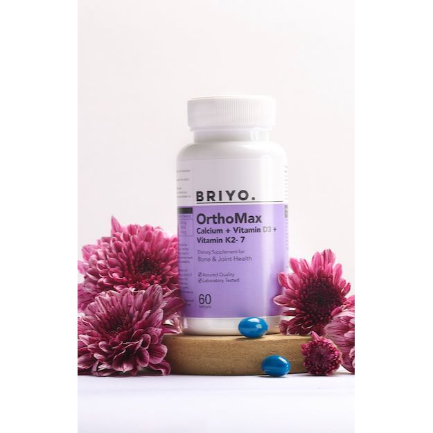 Briyo Orthomax - Vitamin D3 & K2-M7 + Calcium dietary supplement for bone health Capsule (60)