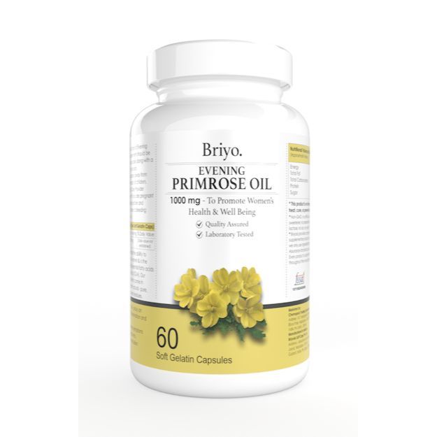 Briyo Evening Primrose Oil Softgel Capsules For Healthy Skin Supports Hormonal Balance in Women (60) 