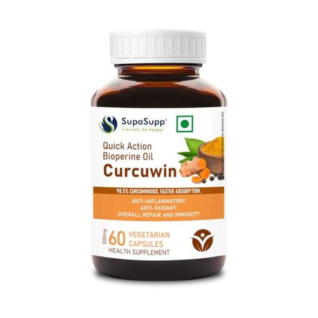 SupaSupp Curcuwin Quick Action Bioperine Oil Capsules (60) 500mg