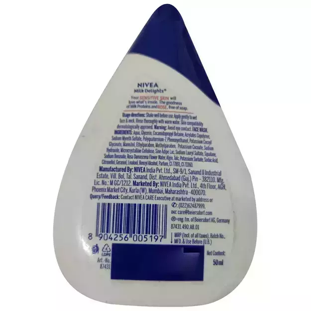 Nivea Milk Delights Sensitive Skin Caring Rosewater Face Wash 50ml