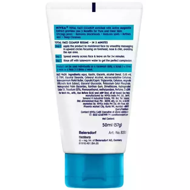 Nivea Total Face Cleanup Face Wash For Normal to Oily Skin 50ml
