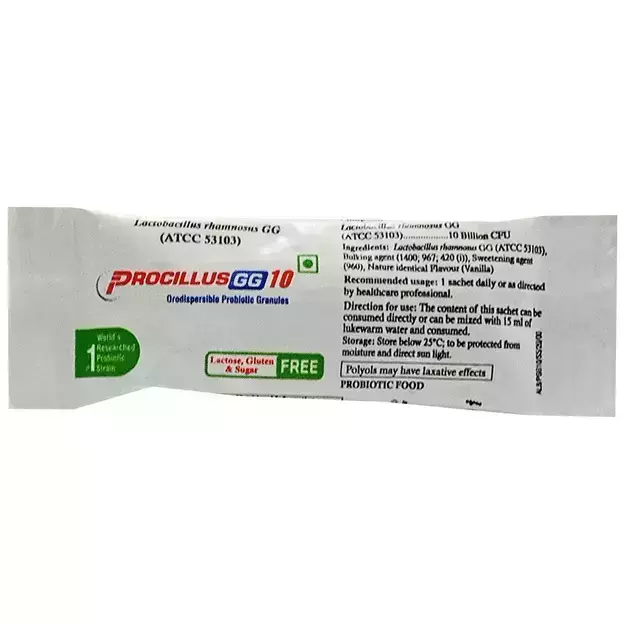 Procillus GG 10 Orodispersible Probiotic Granules Vanilla Lactose,Gluten & Sugar Free (1)