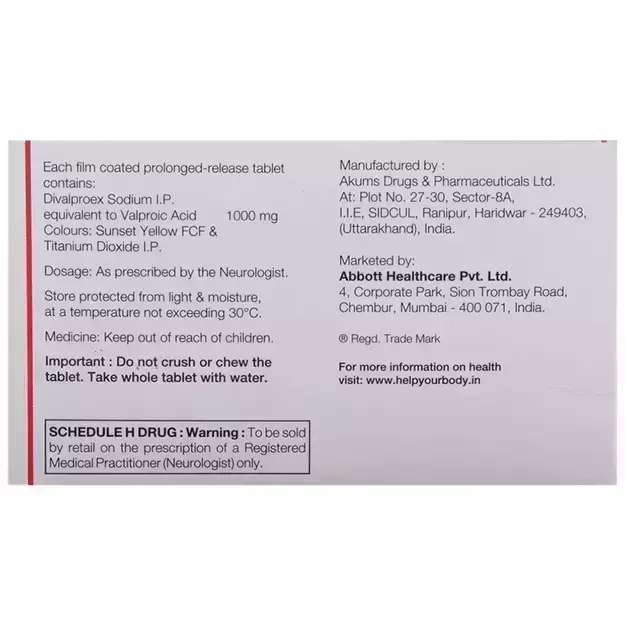 Valance OD 1000 Tablet PR (15): Uses, Price, Dosage, Side Effects ...