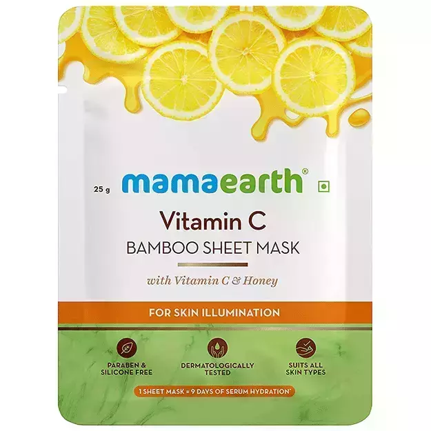 Mamaearth Vitamin C Bamboo Sheet Mask With Vitamin C & Honey For Skin Illumination 25gm